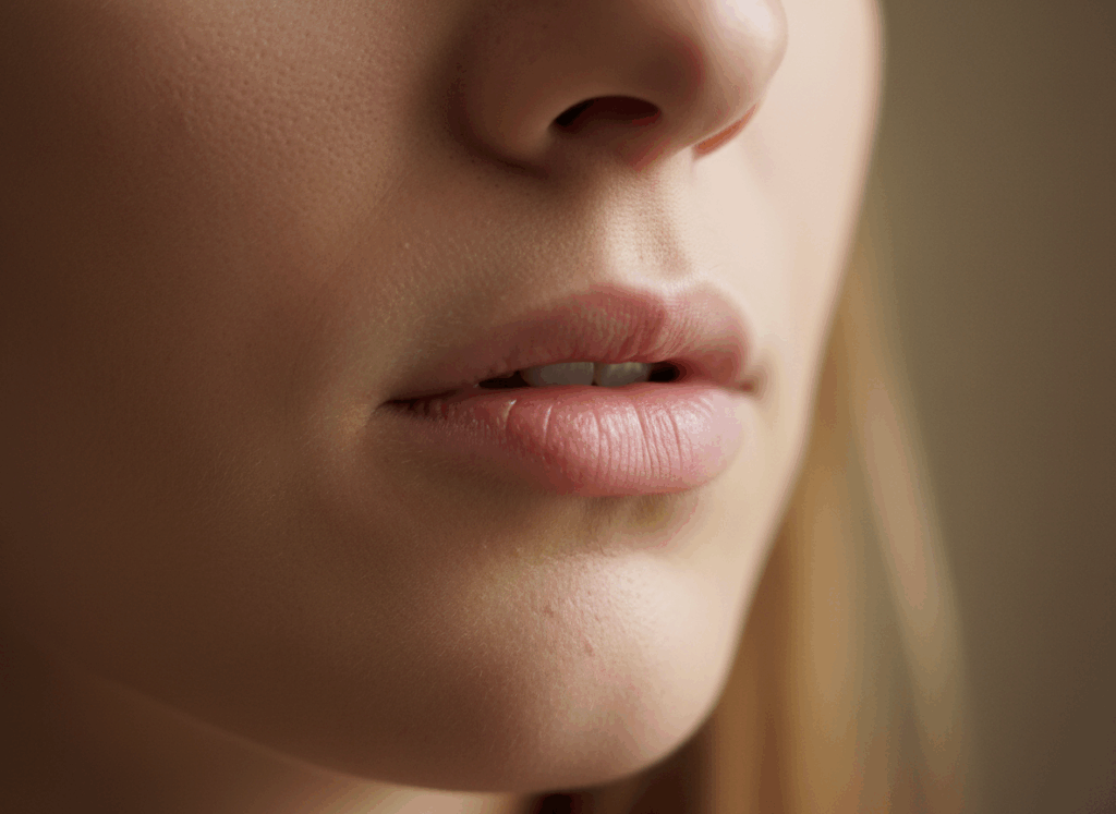 雅里絲皮膚管理-精緻水潤的自然嘴唇線條與緊緻肌膚局部特寫